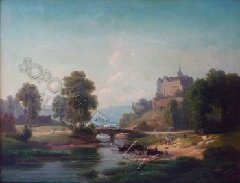 "Romantyczny pejzaż z zamkiem" 1850
