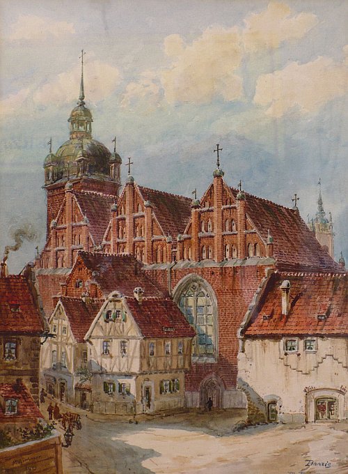Moritz Wimmer "Kościół św. Brygidy-1919", akwarela