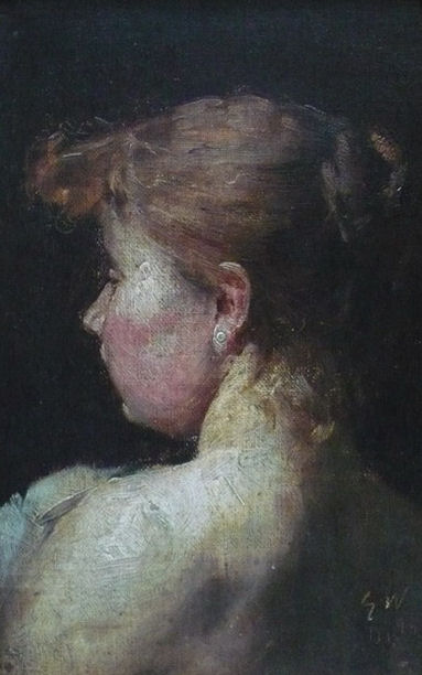 Eugen Windmüller (1842-1927), "Głowa kobiety", olej, płótno