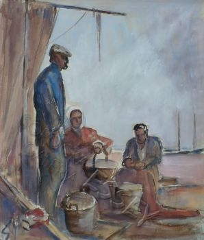 Rybacy 1954r., akwarela