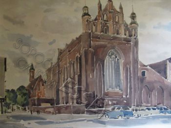 Kościół św. Józefa w Gdańsku, akwarela. ok. 1950 r.