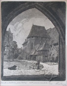 Zamek w Malborku przez bramę, 1957r.