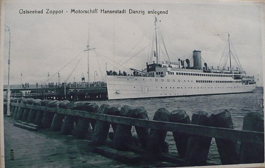 Statek pasażerski "Hansestadt Danzig", linii żeglugowej "Seedienst Ostpreussen" w Sopocie (1929 r.)